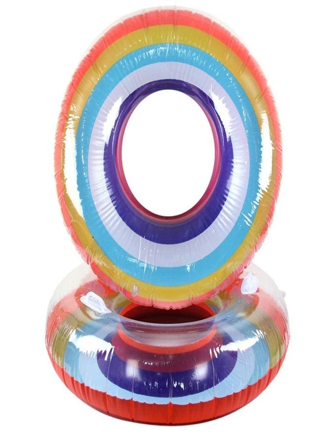 VENDICS Inflatable Pool Party Swimming Baby Boat Ring Swim Tube for Kids Swimming Leering Ring for Girls and Boys Swimming Tube Inflatable Swim Ring (3-5 Year) (Pack of 1) Rainbow air Tube - Image 1